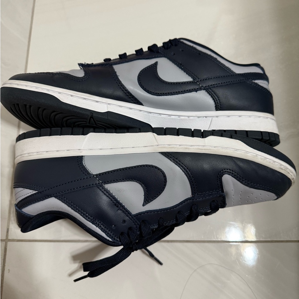 Nike Men's Blue and Light Gray Dunk Low Georgetown Sneakers